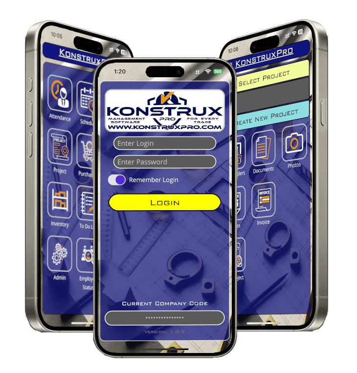 Konstrux Pro Mobile App on Iphone