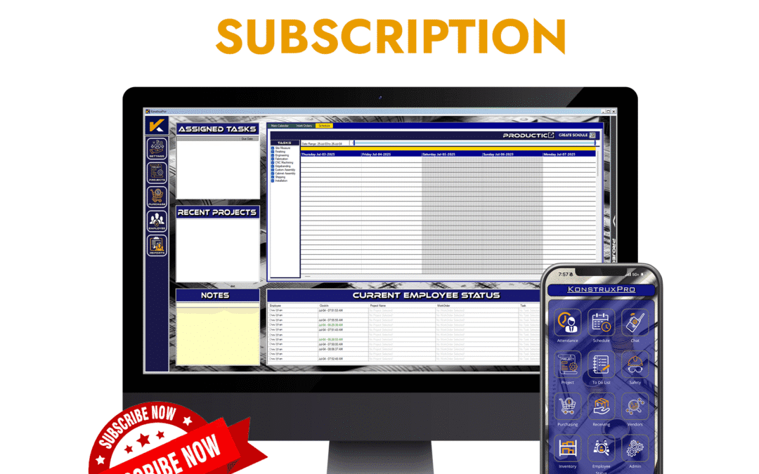 Konstrux Pro One Year Subscription - Computer and Mobile Phone with the Konstrux Pro App on screen - 2000x2000 One Year Subscription - Computer and Mobile Phone with the Konstrux Pro App on screen - 2000x2000